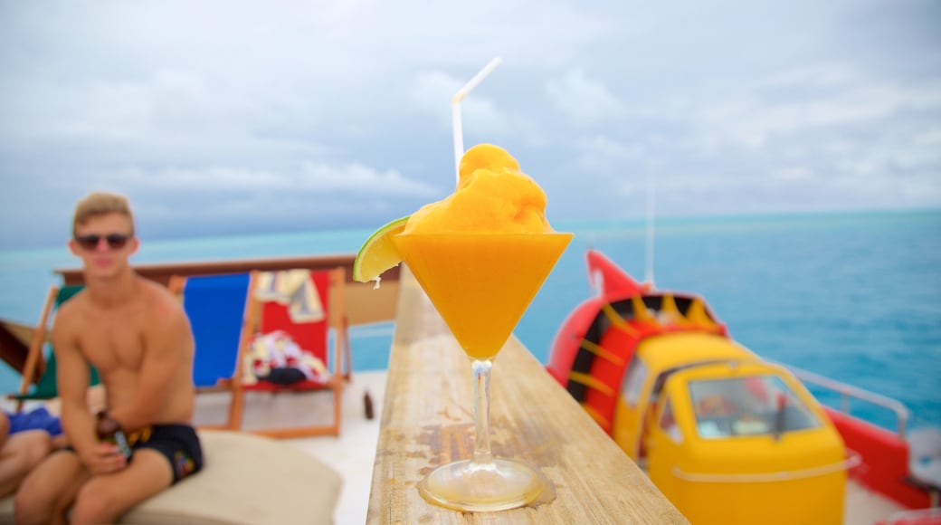 Fiji showing drinks or beverages as well as an individual male
