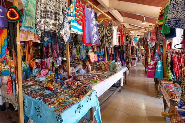 Port Vila Market featuring interior views and markets