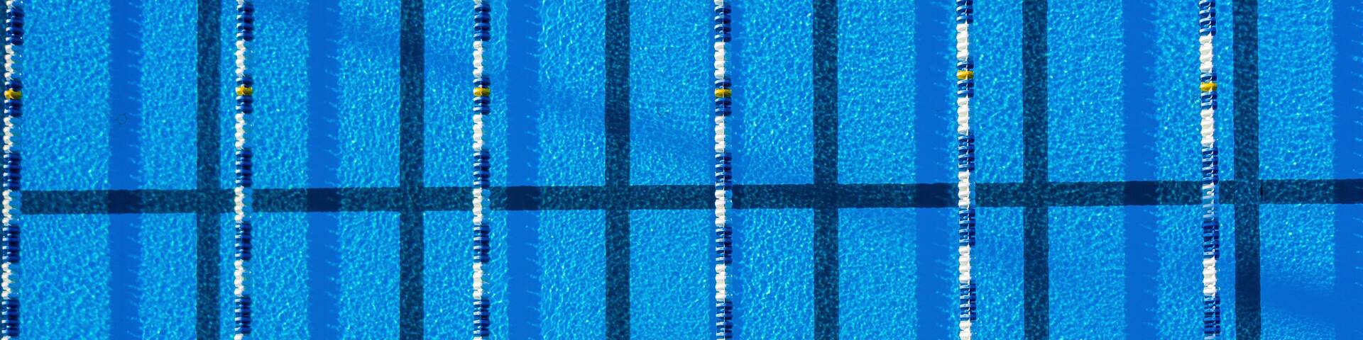 Aerial view of an olympic swimming pool at North County Aquatic Center, Sebastian, Florida, United States.