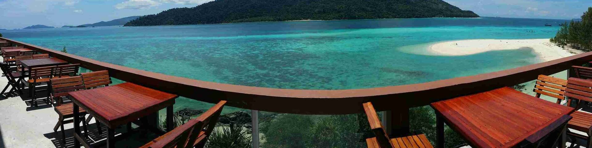 Mountain Resort hotel in front sea view