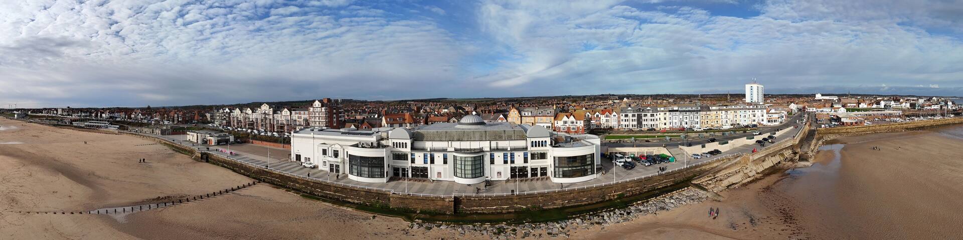 aerial view of bridlington Spa and bridlington south bay seafront