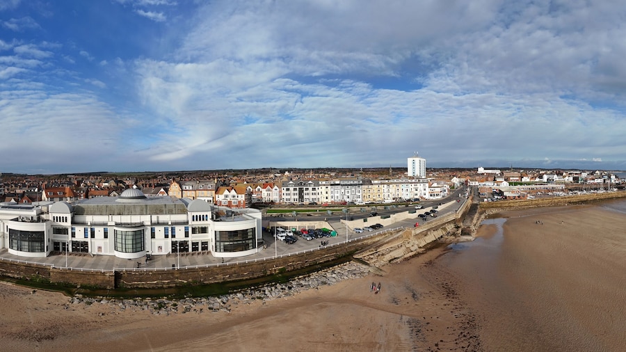 aerial view of bridlington Spa and bridlington south bay seafront