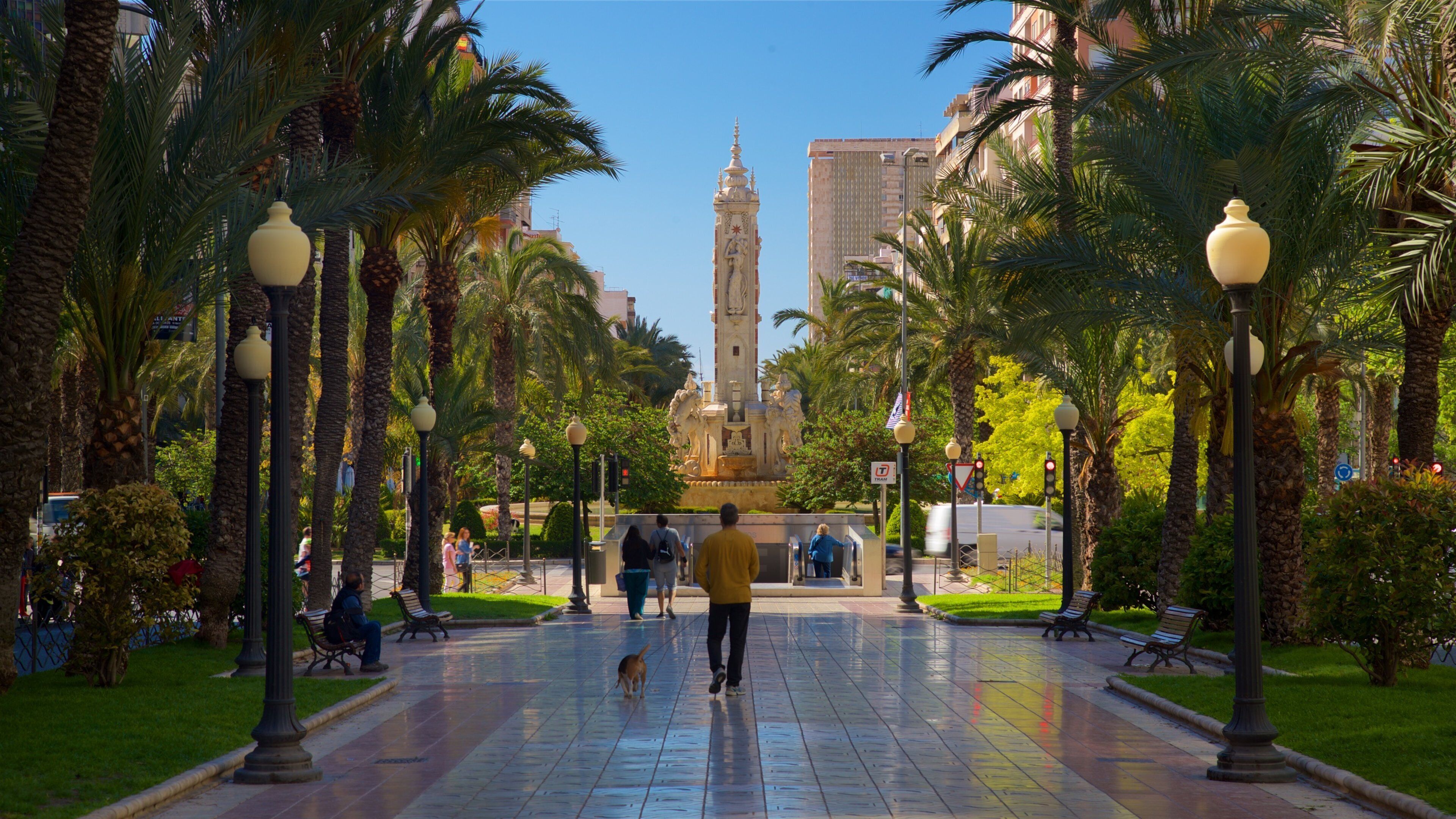 Placa de los Luceros which includes heritage elements and a garden