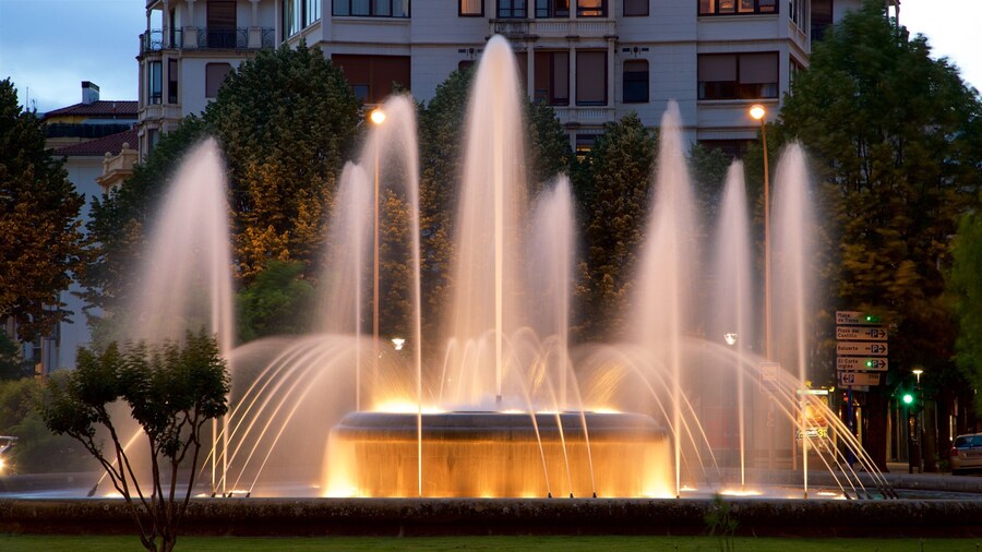Plaza Principe de Viana featuring a park, a fountain and night scenes