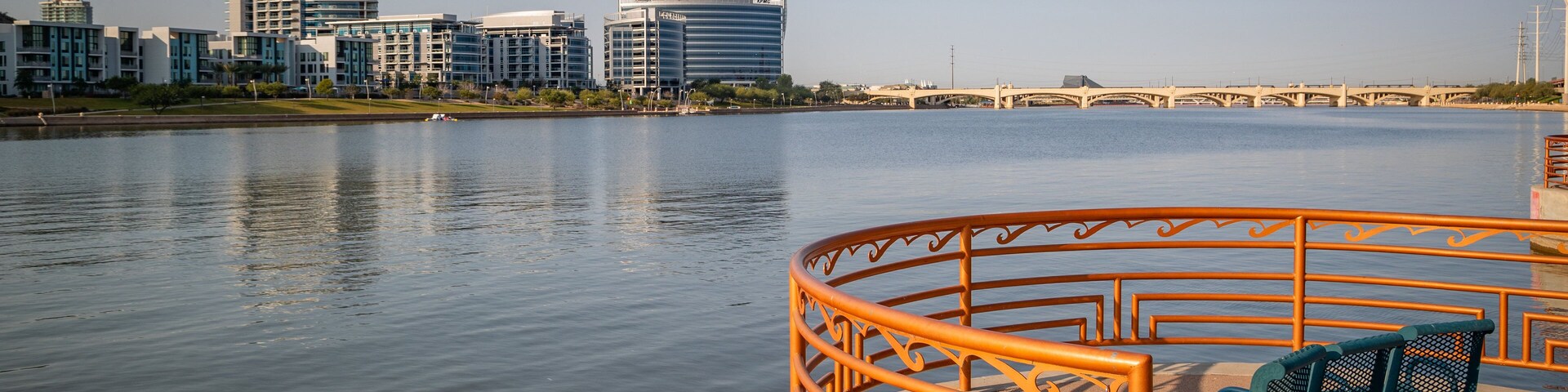 Tempe Town Lake Marina which includes a city, a river or creek and views