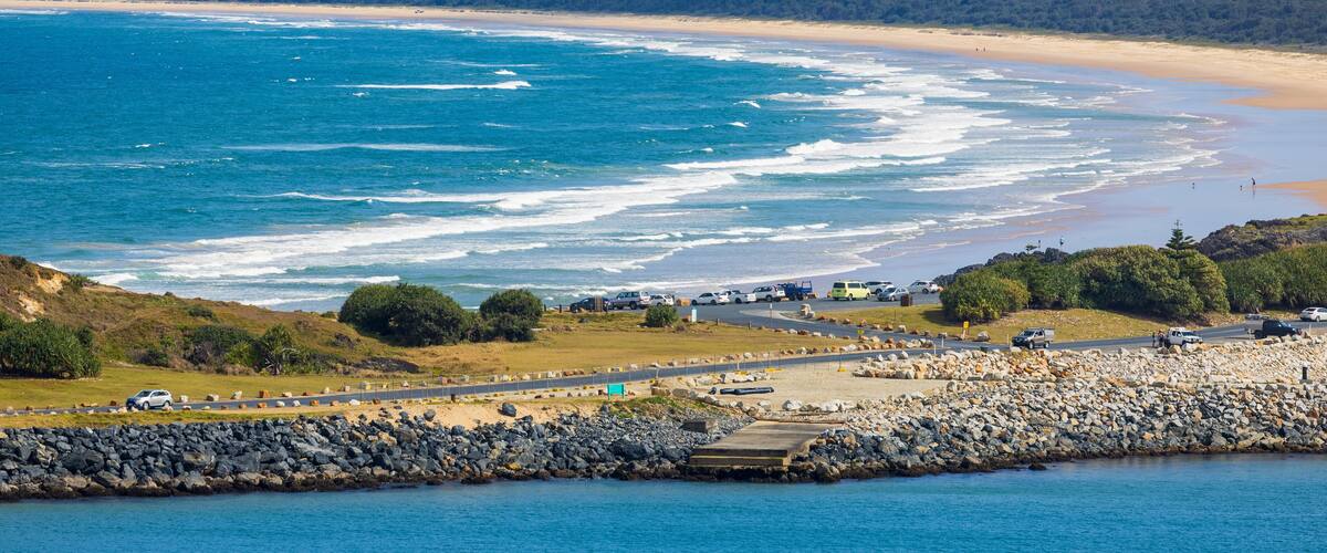Muttonbird Island Nature Reserve showing landscape views and general coastal views