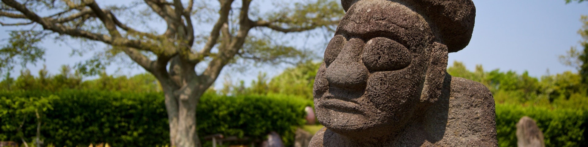 Jeju Folk Village Museum which includes a statue or sculpture, wildflowers and heritage elements