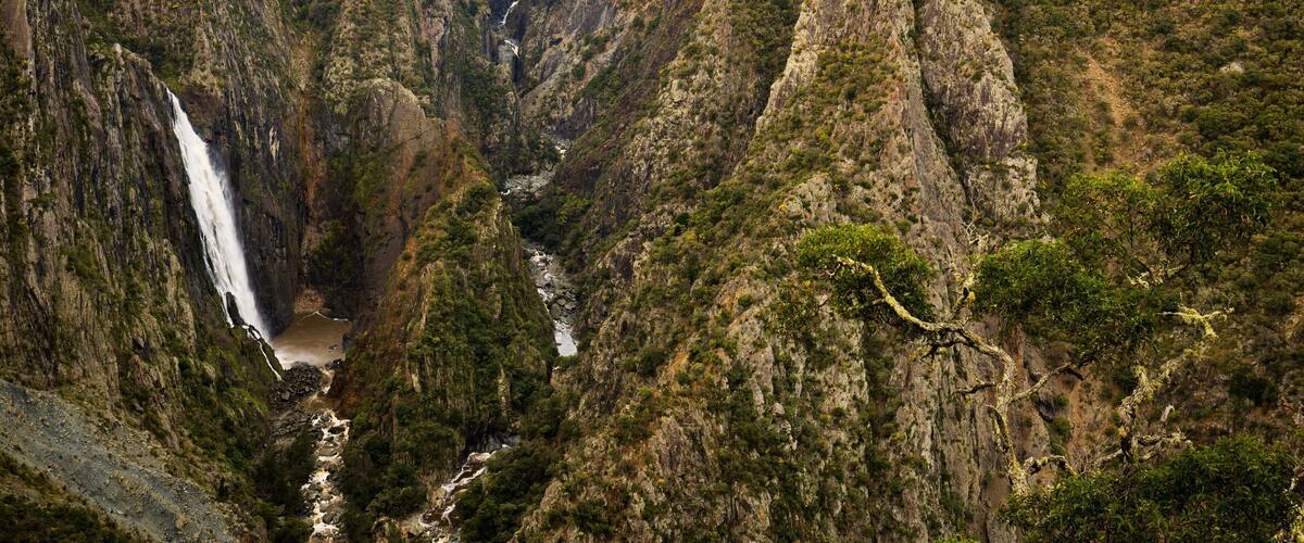 Wollomombi Falls which includes a cascade, a gorge or canyon and landscape views