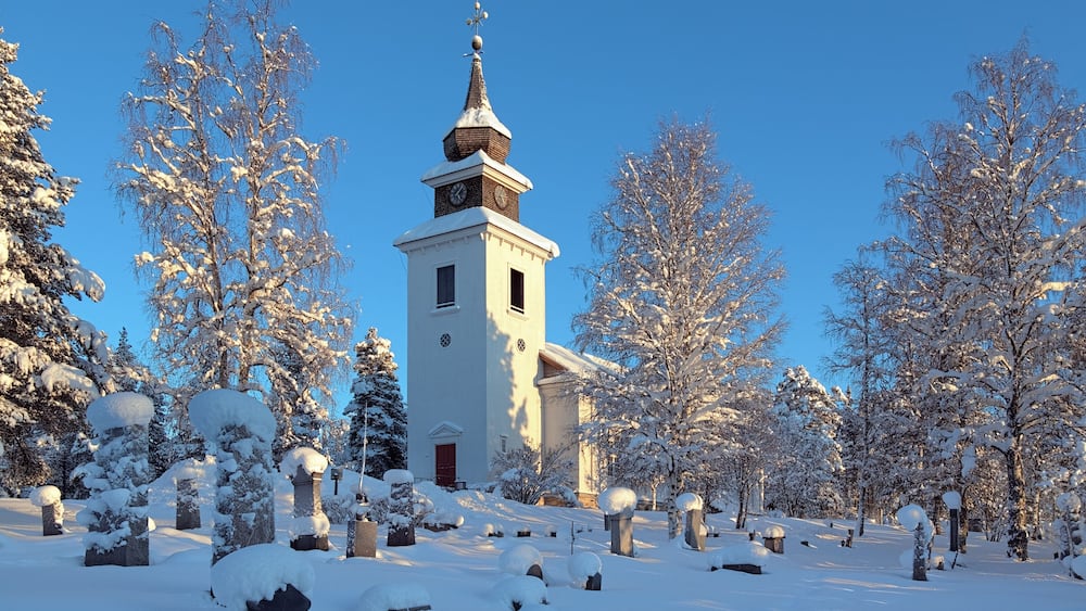 Vilhelmina Church in winter, Sweden