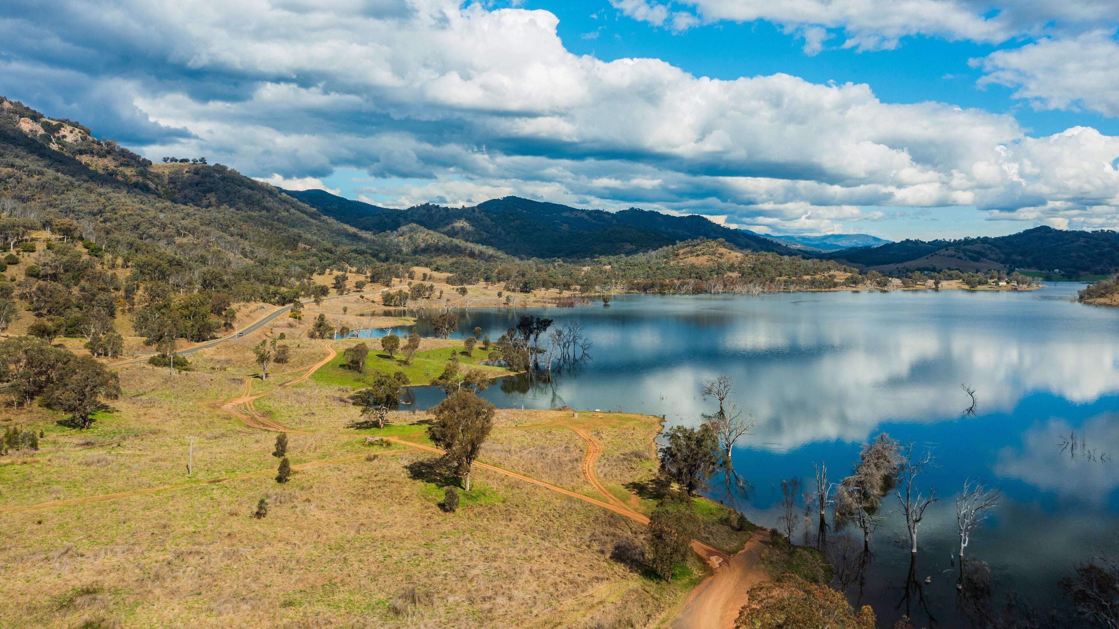 Chaffey Dam which includes tranquil scenes and a lake or waterhole