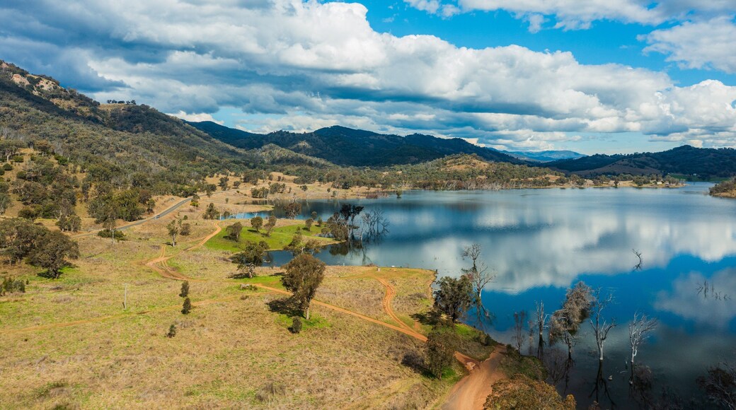 Chaffey Dam which includes tranquil scenes and a lake or waterhole