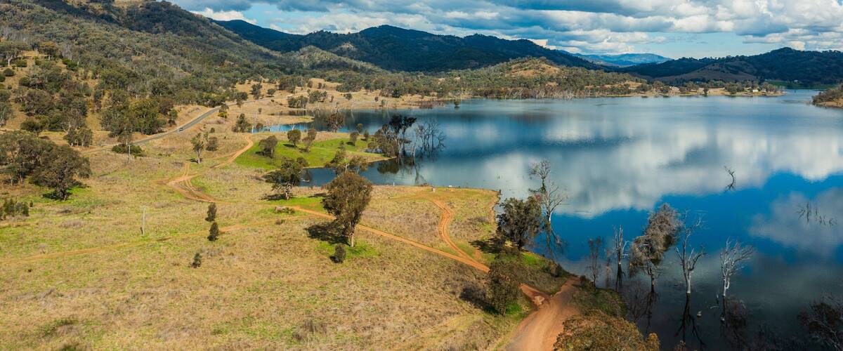 Chaffey Dam which includes tranquil scenes and a lake or waterhole