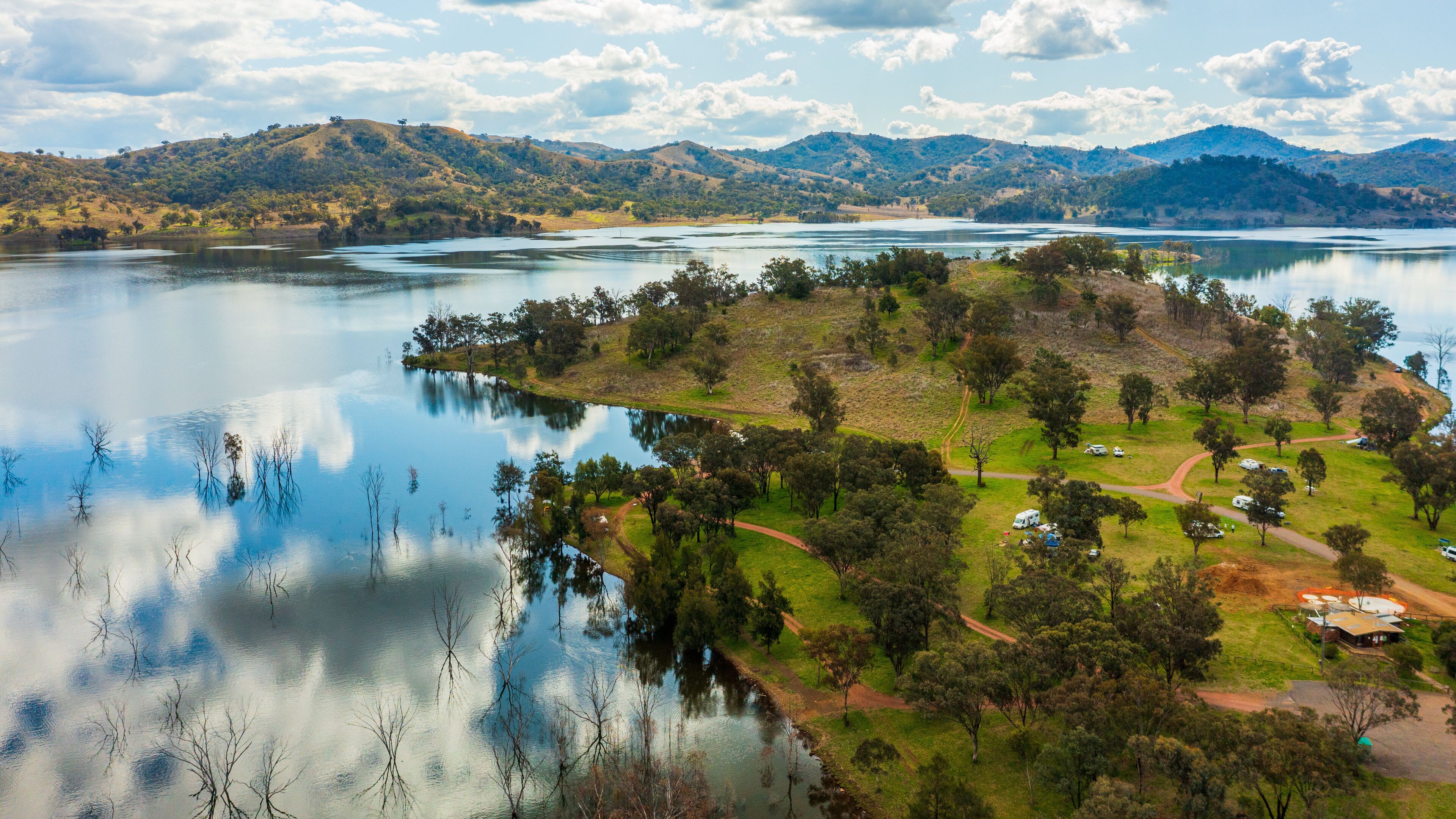 Chaffey Dam which includes a lake or waterhole, tranquil scenes and landscape views