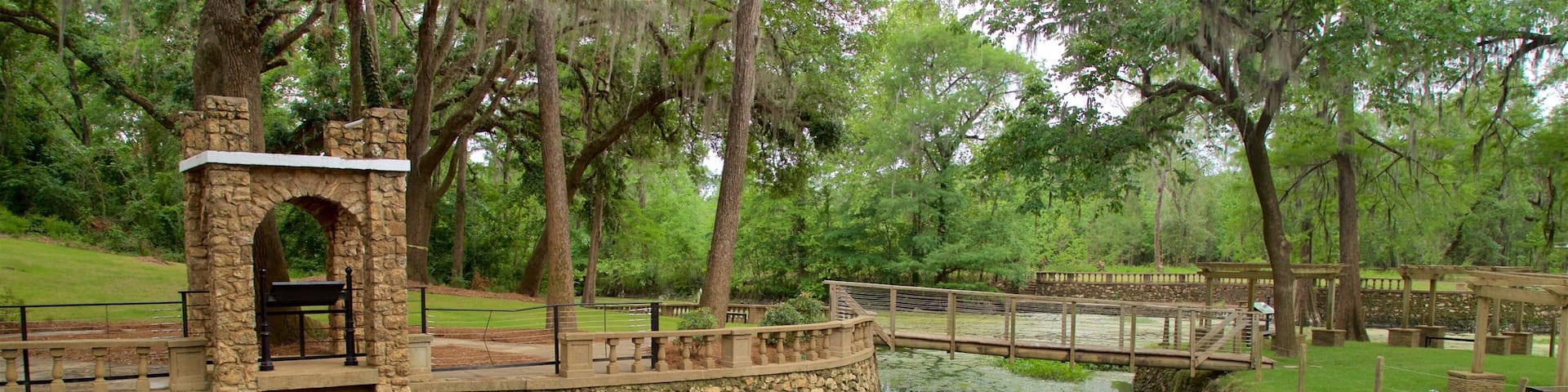 Radium Springs Gardens mit einem Park, BrĂŒcke und Teich