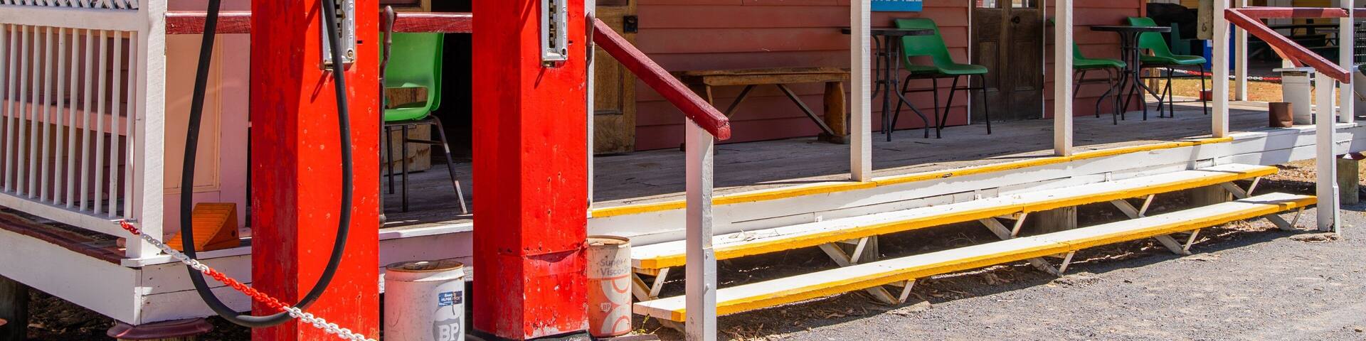 Calliope River Historical Village showing a small town or village, signage and heritage elements