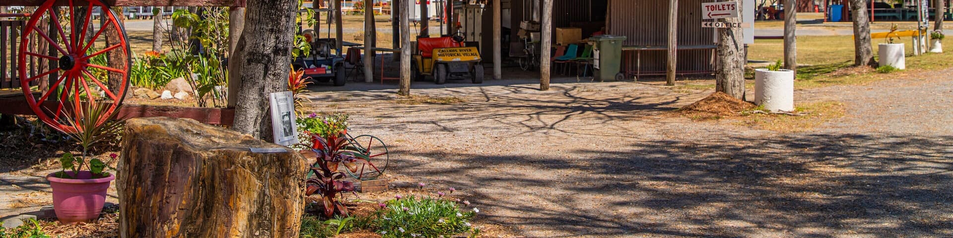 Calliope River Historical Village showing farmland