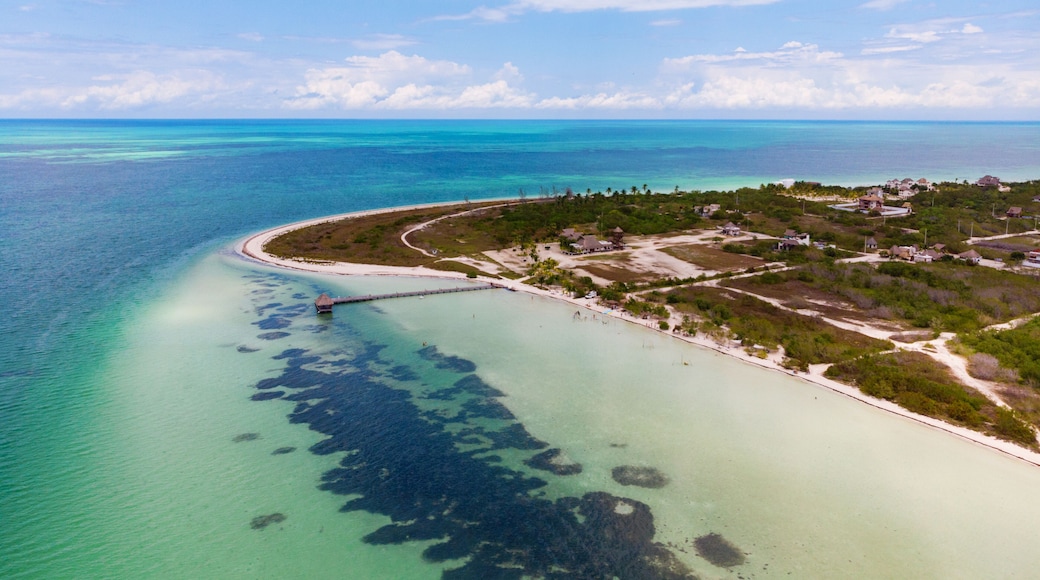 Aerial view of Punta Cocos on the island of Isla Holbox
