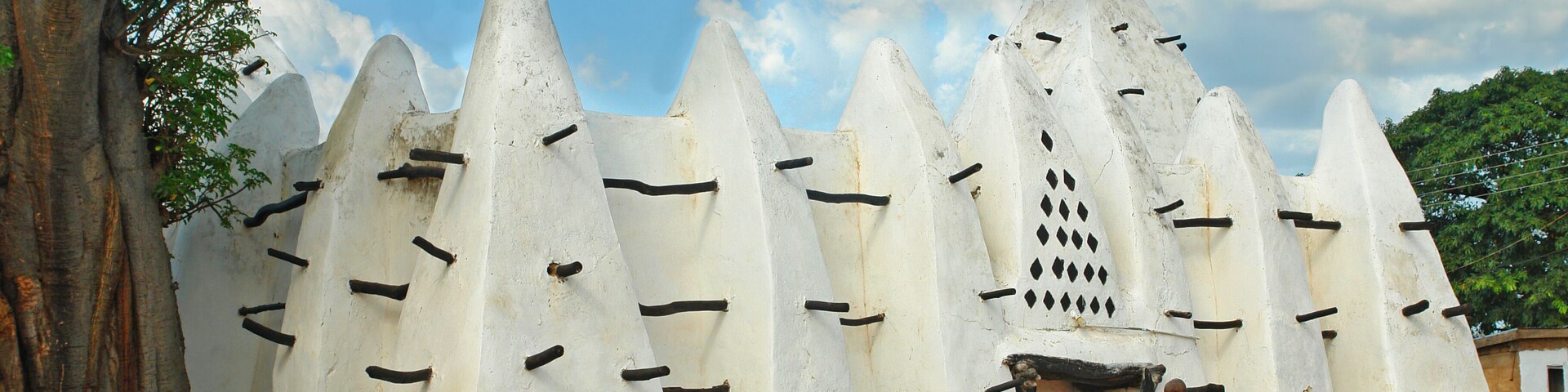The Larabanga Mosque is built in the Sudanese architectural style in the village of Larabanga, Ghana