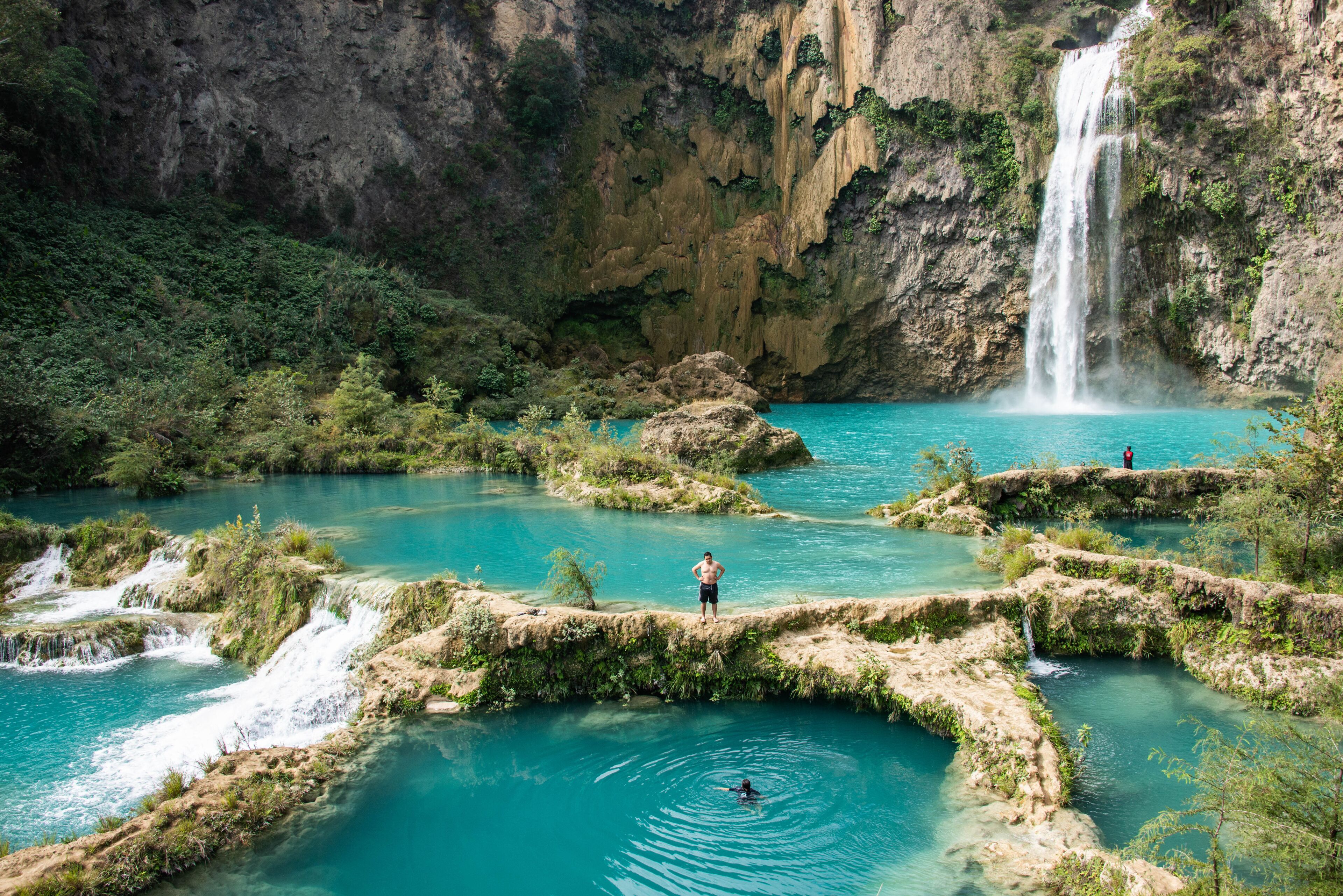 The beautiful El Salto del Meco waterfall, Huasteca Potosina, San Luis Potosi, Mexico