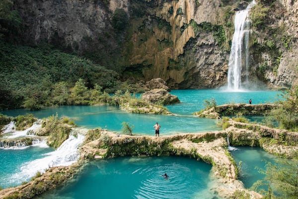 The beautiful El Salto del Meco waterfall, Huasteca Potosina, San Luis Potosi, Mexico