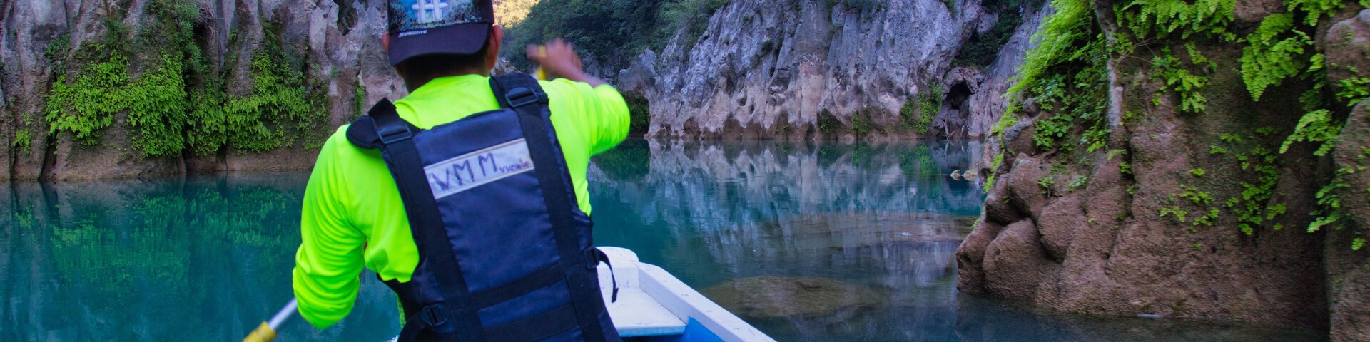San Luis Potosí Mexico, 06/21/2020: man on his raft in an amazing morning scene at the waterfall (EL SALTO-EL MECO) San Luis Potosi Mexico, colorful sunrise. Beauty of nature concept background.