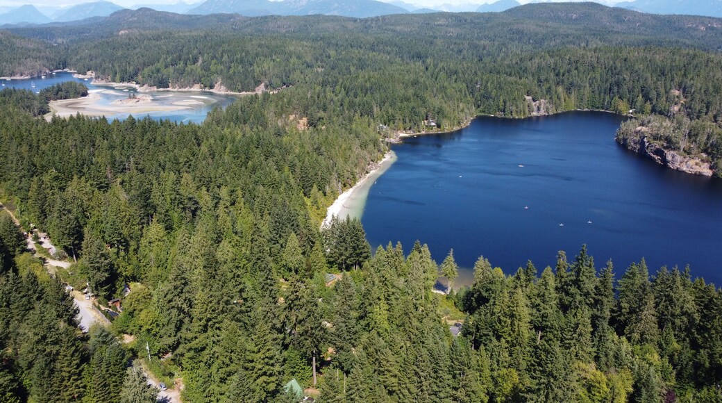 Drone photo of Cortes Island, British Columbia Canada