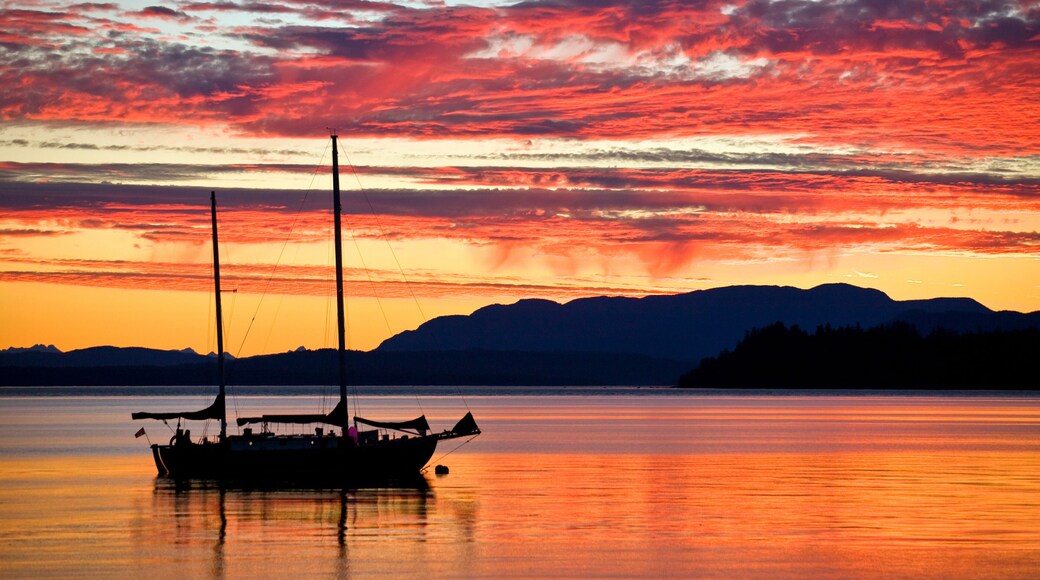 Sailboat at sunset on the west coast of British Columbia