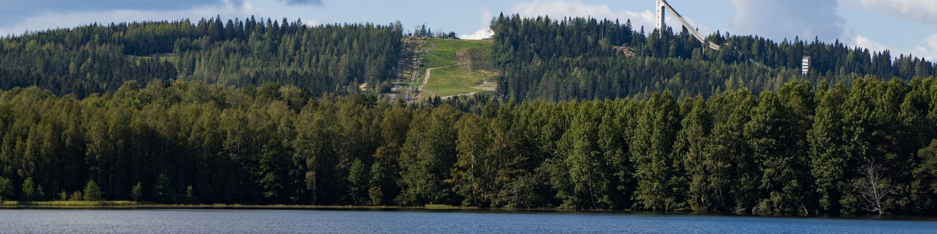 Ski slope and Lake and shore to forest in Jyväskylä, Finland