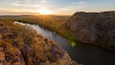 Katherine Gorge which includes a river or creek, a sunset and boating