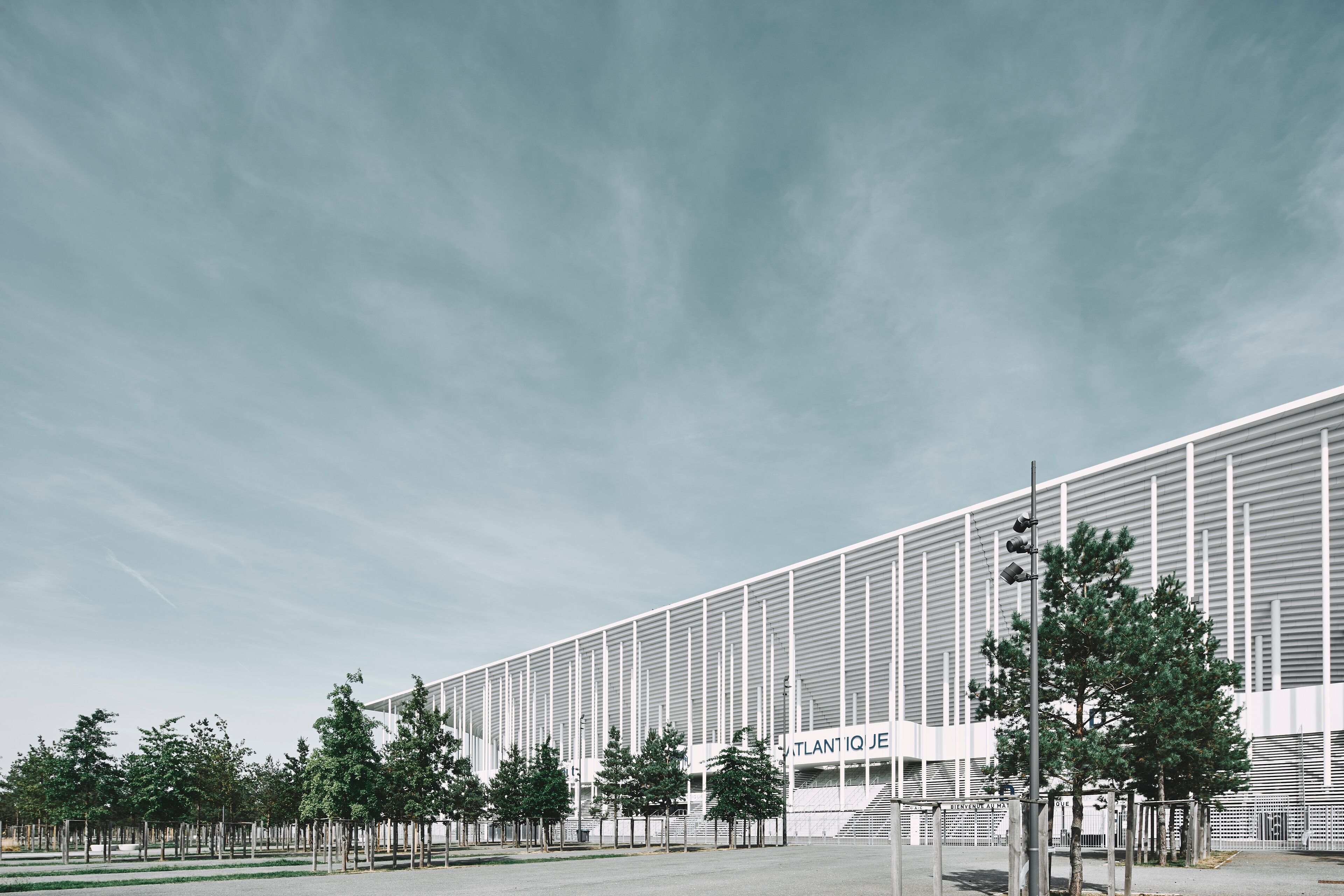 Angled view of the Nouveau Stade de Bordeaux football stadium, Aquitaine, France