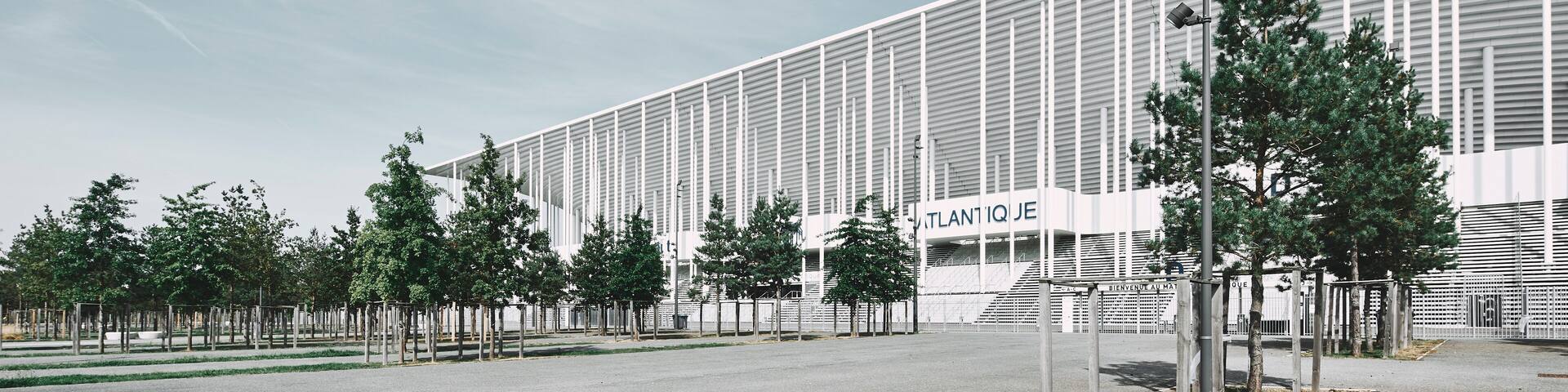 Angled view of the Nouveau Stade de Bordeaux football stadium, Aquitaine, France