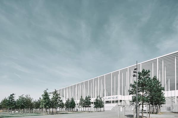 Angled view of the Nouveau Stade de Bordeaux football stadium, Aquitaine, France