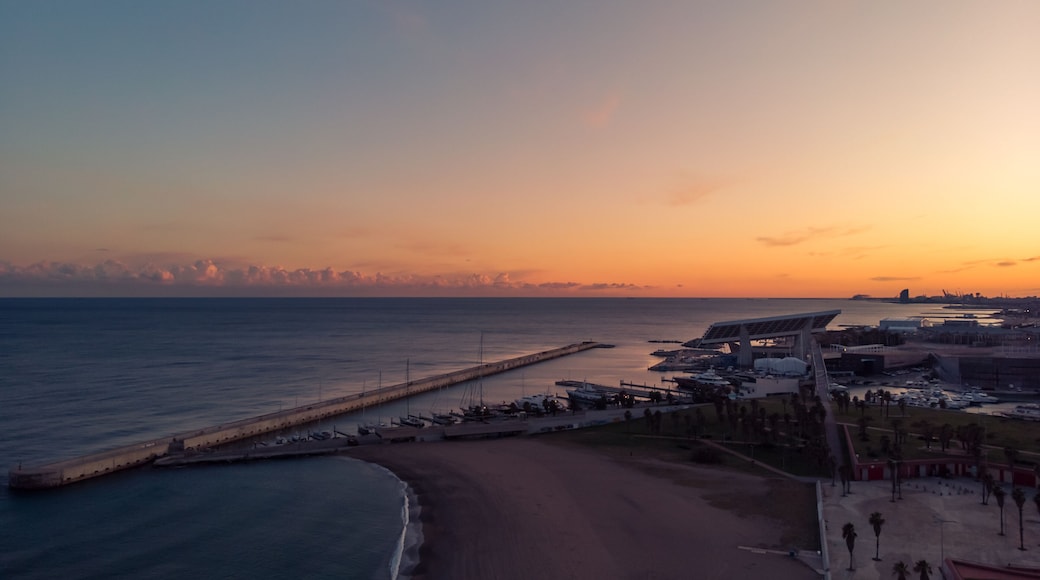 Hdr aerial shot of parc del forum barcelona