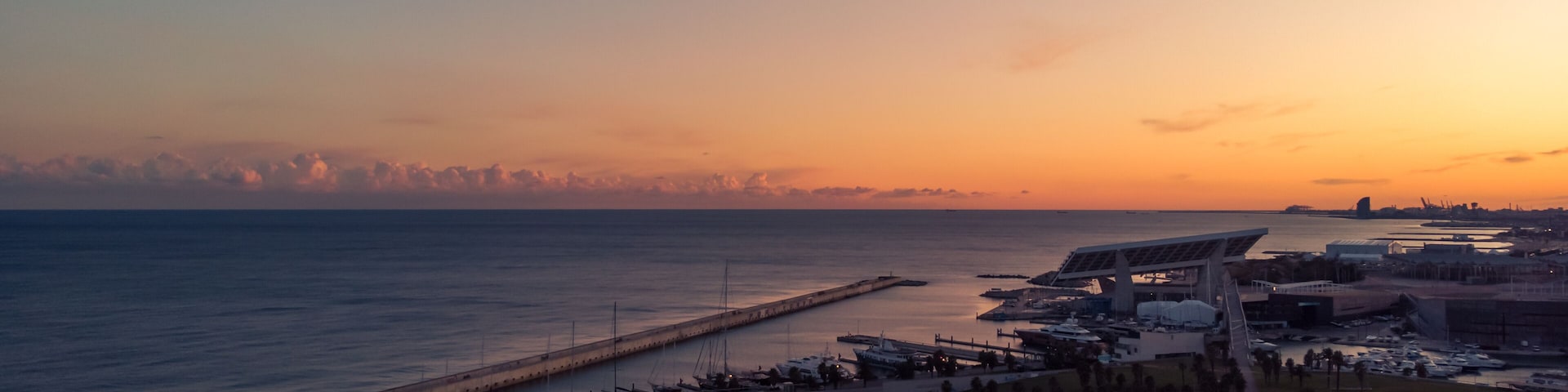 Hdr aerial shot of parc del forum barcelona