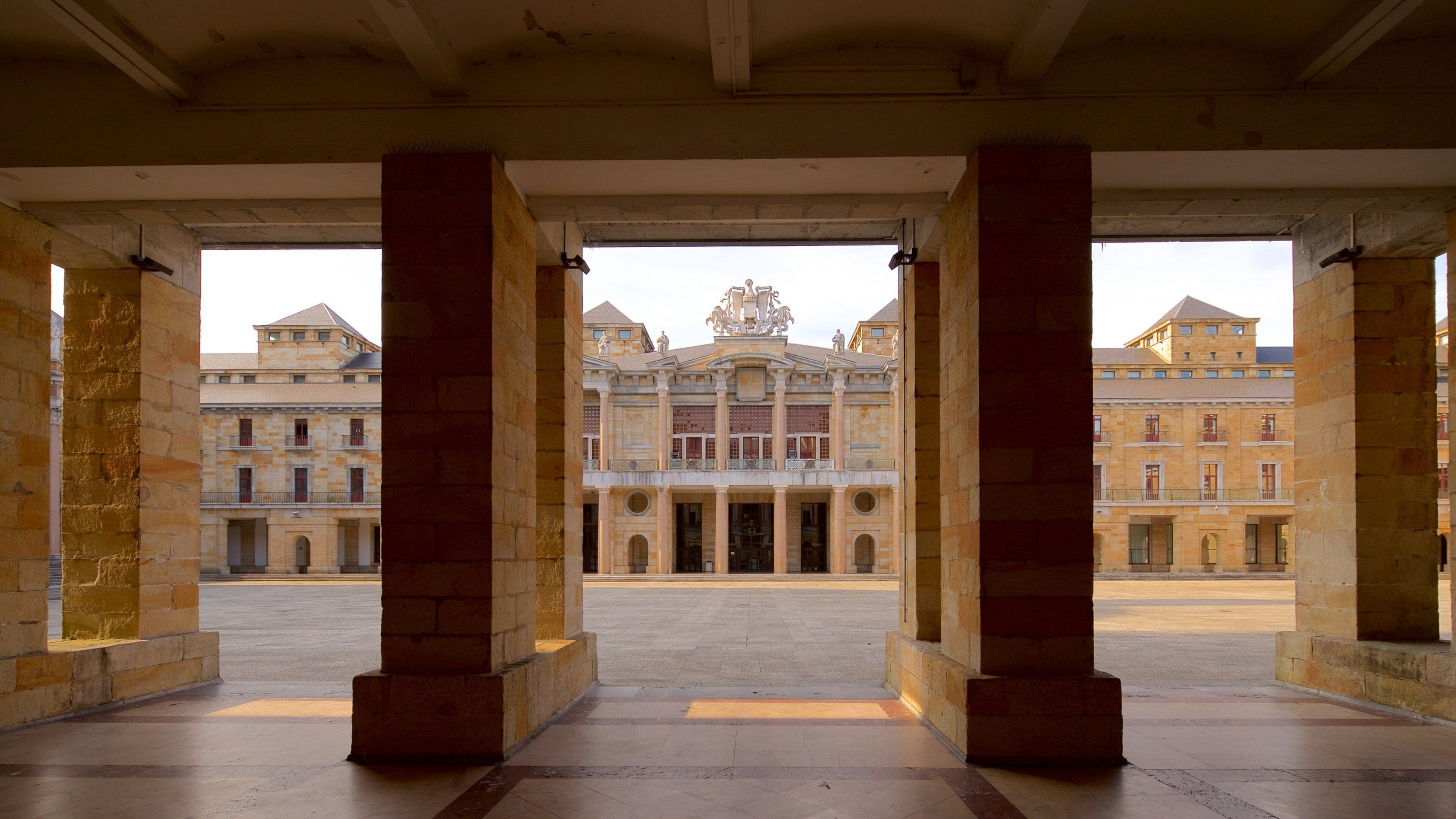Laboral Ciudad de la Cultura showing a square or plaza, interior views and heritage elements
