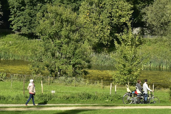 Promenade à vélos le long du petit étang de Lange Gracht et la forêt de Soignes à Auderghem
