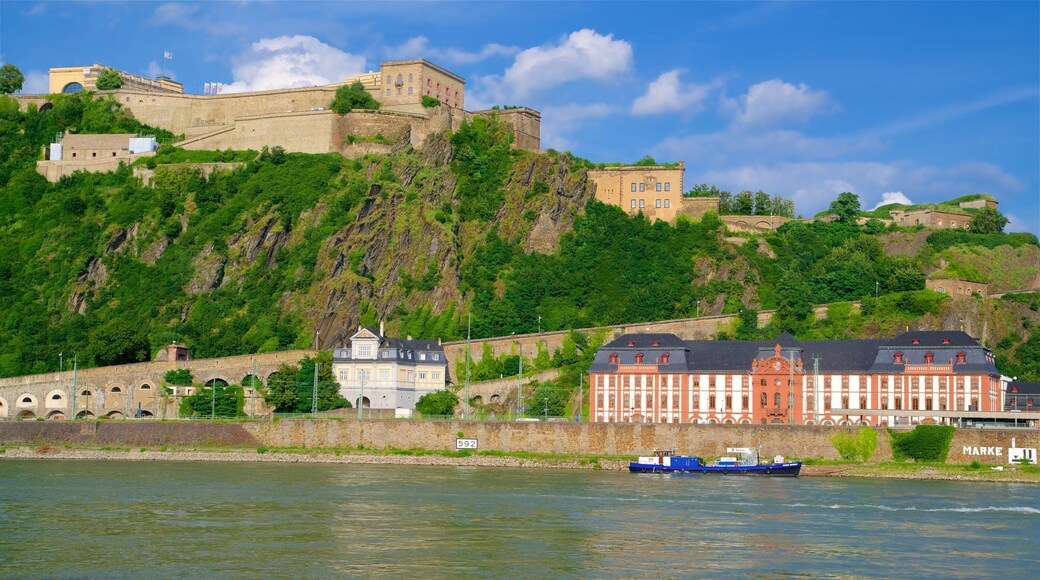 Ehrenbreitstein showing heritage architecture and a river or creek