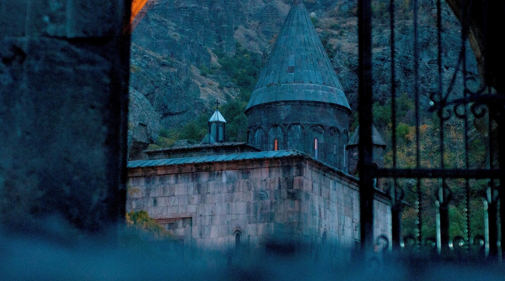 'As some of the monastery churches are dug out of the cliff rocks and others are simply parts of the neighbouring caves, the sight and energy of the place are extraordinary, completed by the opera concerts sometimes held inside Geghard or by the freestanding khachkars.'