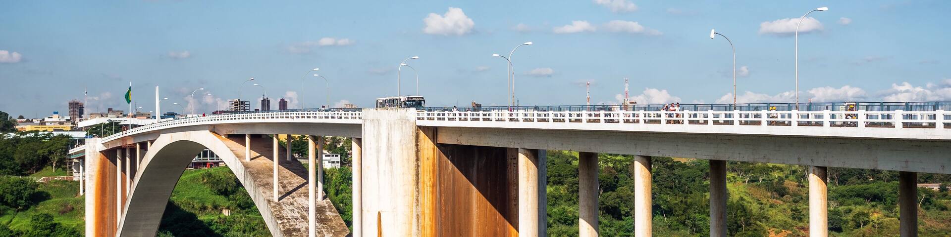 Friendship Bridge (Portuguese: Ponte da Amizade ) over the Parana river, connecting Foz do Iguacu, Brazil, to Ciudad del Este in Paraguay.