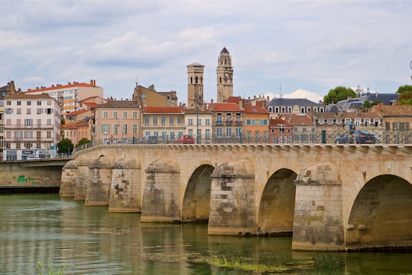 Pont Saint-Laurent featuring a river or creek, a city and a bridge