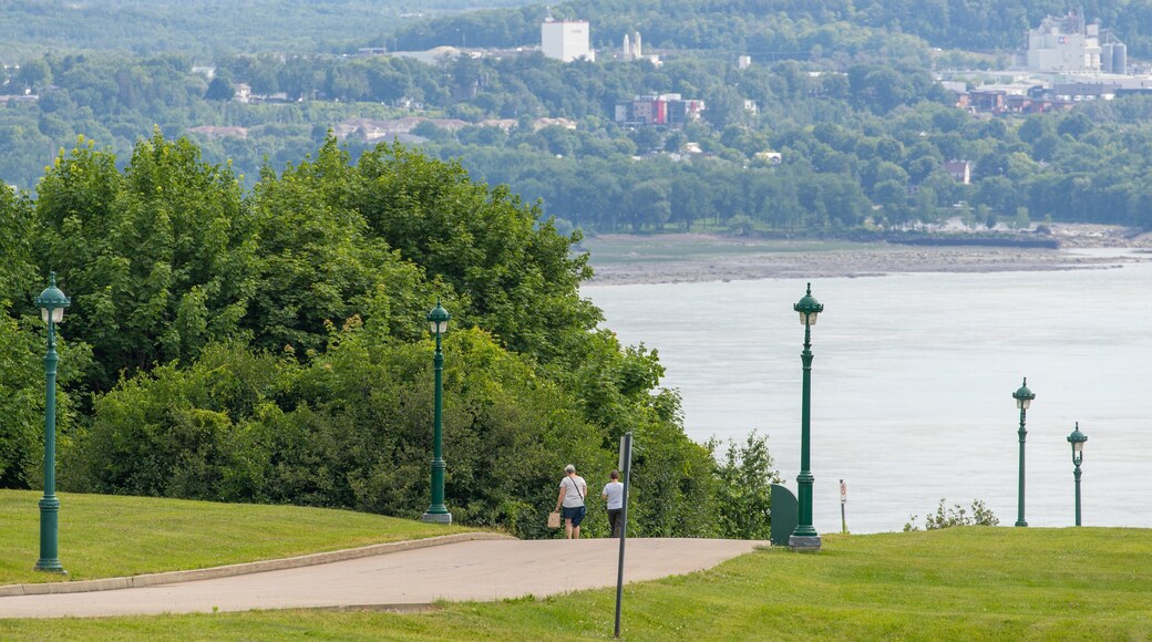 Plains of Abraham featuring general coastal views and a garden as well as a couple