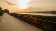 Road, river, scenery, Mekong, evening In Chiang Khan, Loei, Thailand