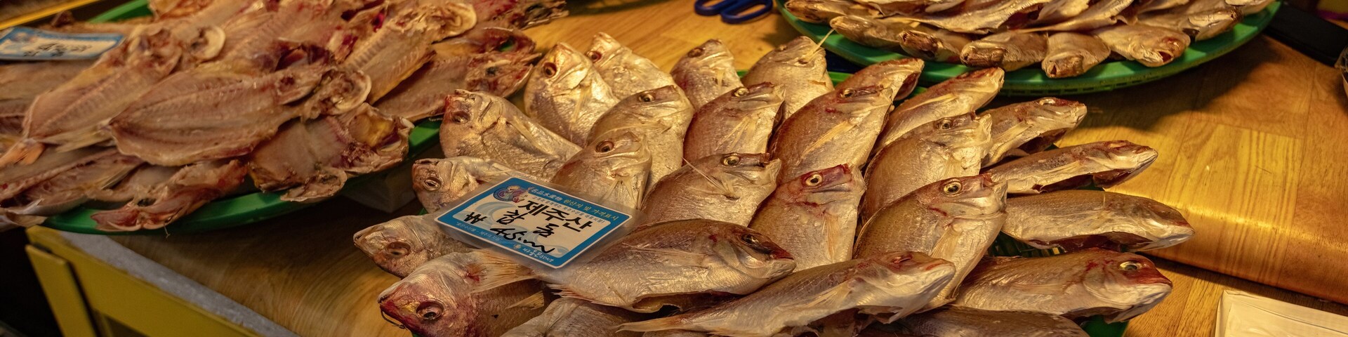 Fish market stall at Dongmun Traditional Market, Jeju Island, South Korea