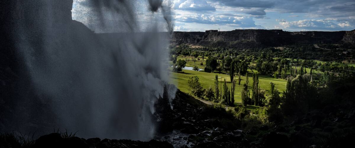 Golf Course Behind Waterfall
