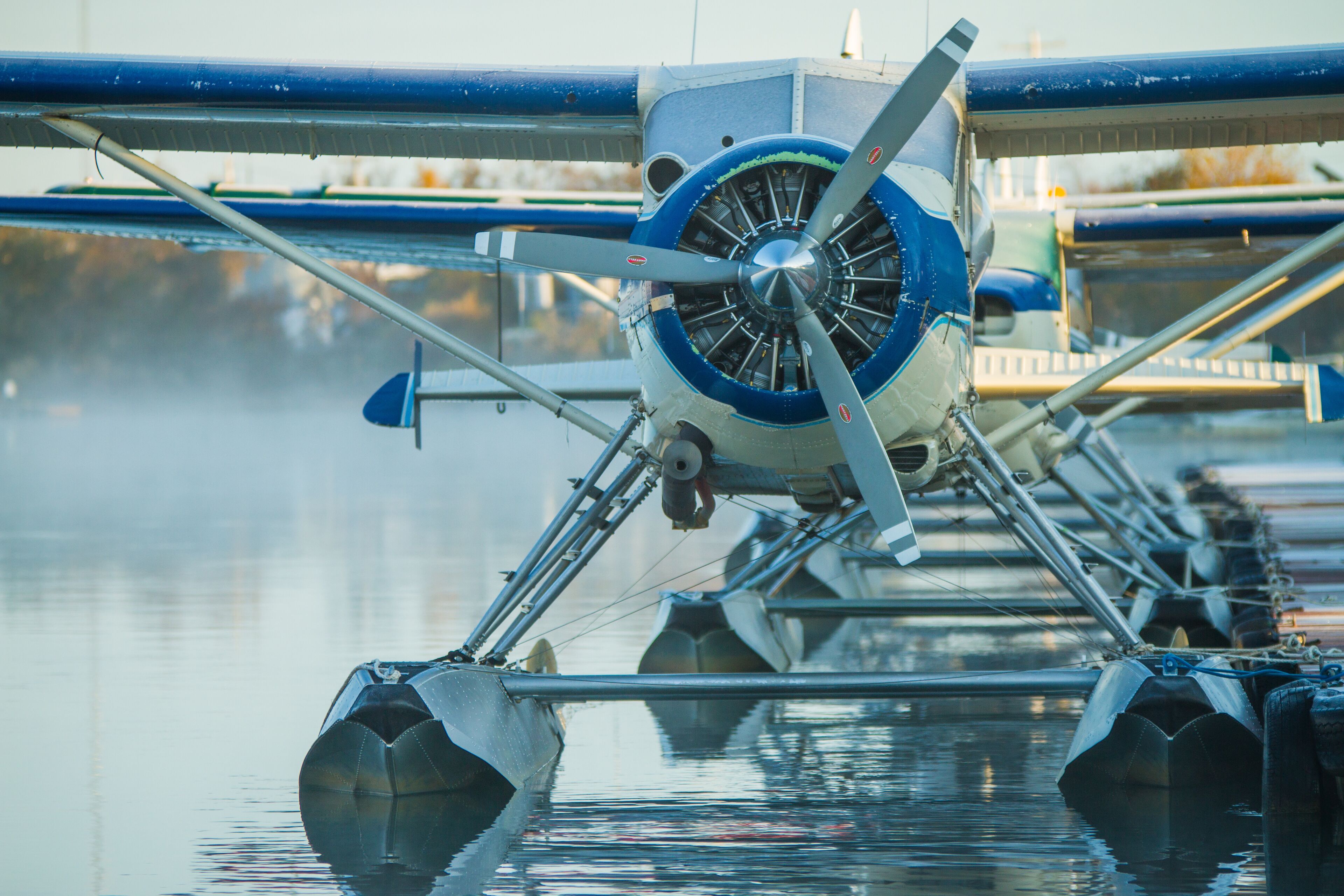 Close up image of the radial engine on a beaver in Alaska