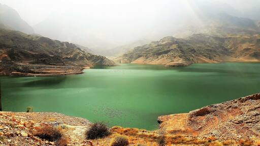 Beautiful Shades of Water in Quriyat dam,Oman