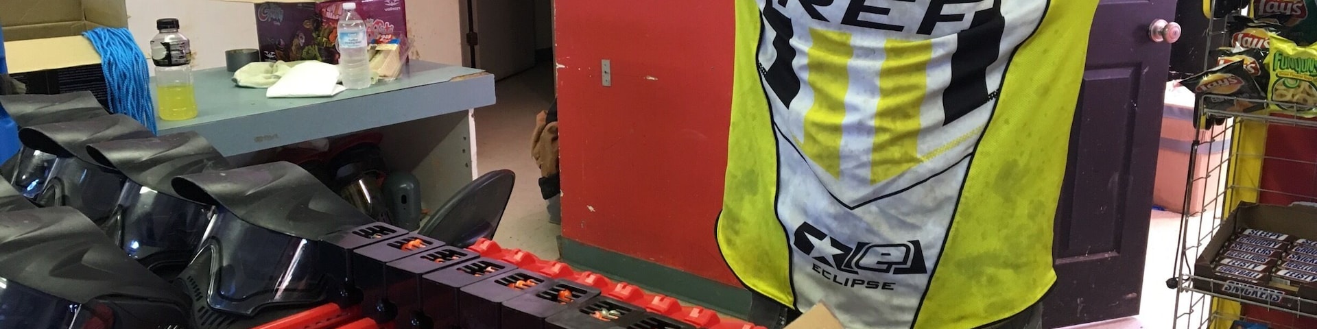 We had a birthday party for my twelve-year old twins, here. It was set up with multiple fields and different kinds of paintball. We had a lot of first-timers and a few younger kids, so I went with the 'pee wee' version with no pressurized shots. The kids used pump rifles, which deliver the same paintballs, but don't pack the same wallop!
A good time was had by all, but now the kids want to try the real deal...