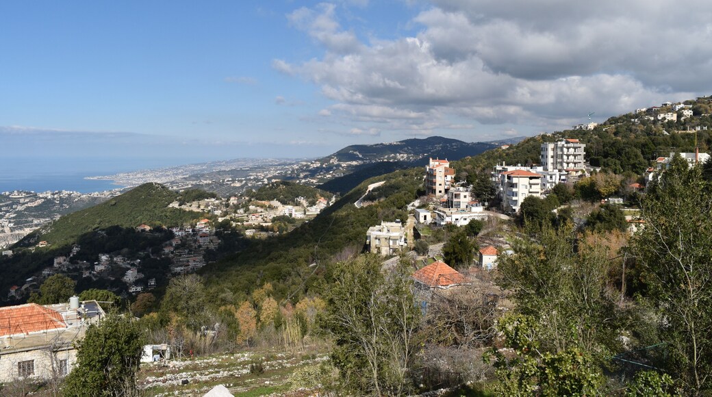 Panoramic landscape in Keserwan, Lebanon, with a view on Jounieh and Tabarja and the sea, Lebanon
