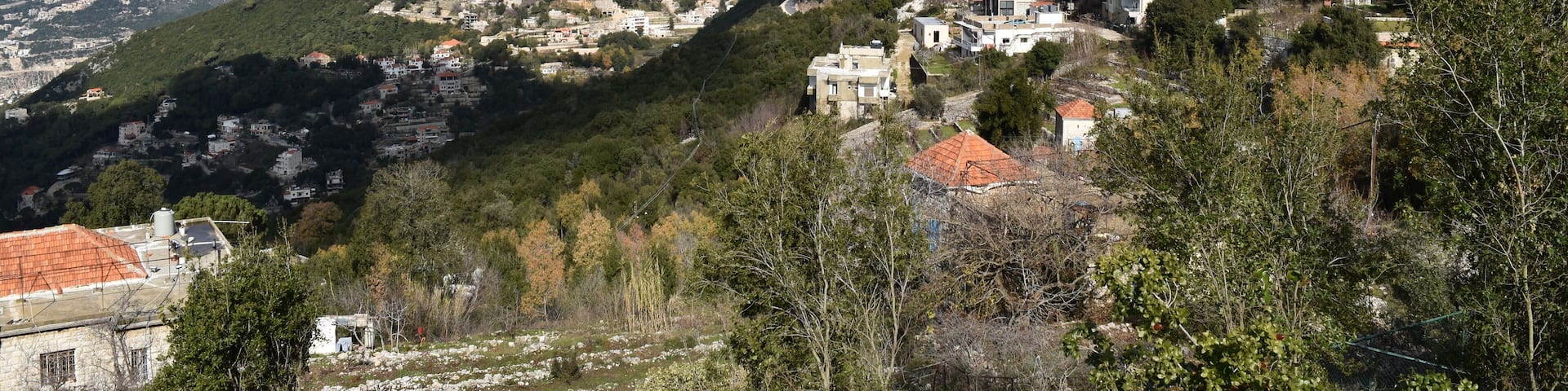 Panoramic landscape in Keserwan, Lebanon, with a view on Jounieh and Tabarja and the sea, Lebanon