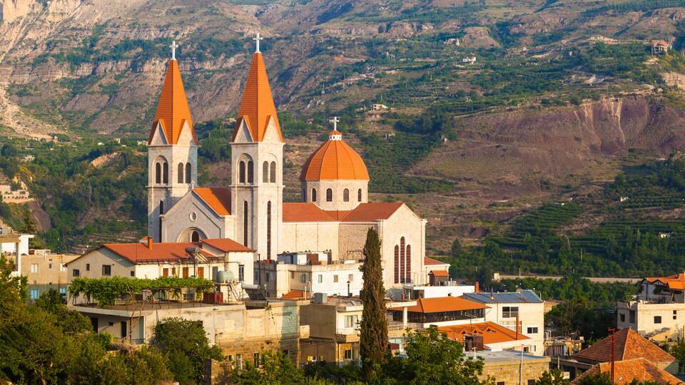 Beautiful church in Bsharri, Qadisha valley, Lebanon